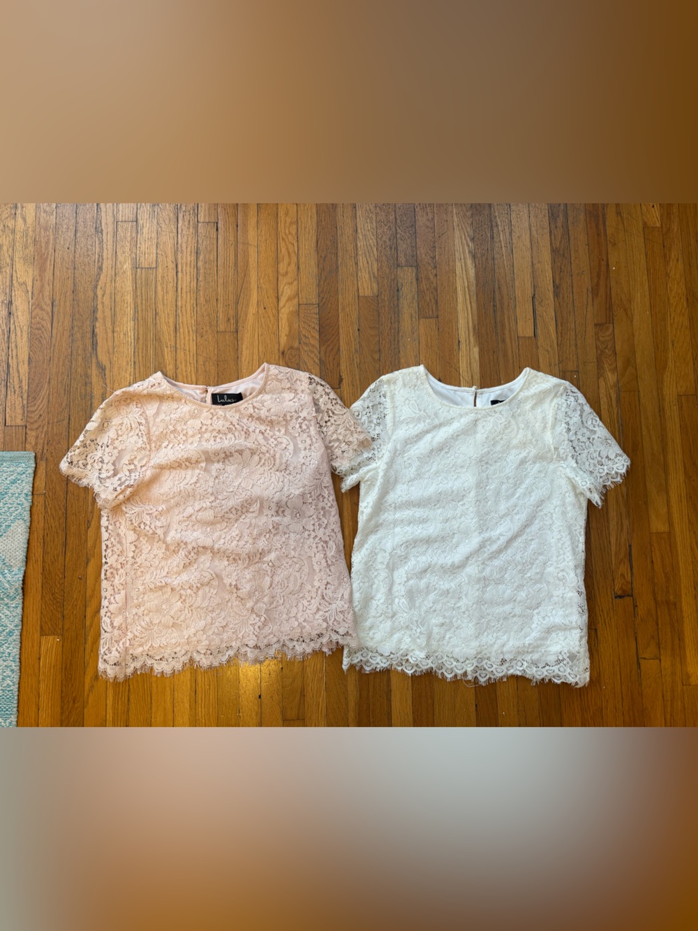 Baby Pink & White Lace Blouses Bundle, Size Small